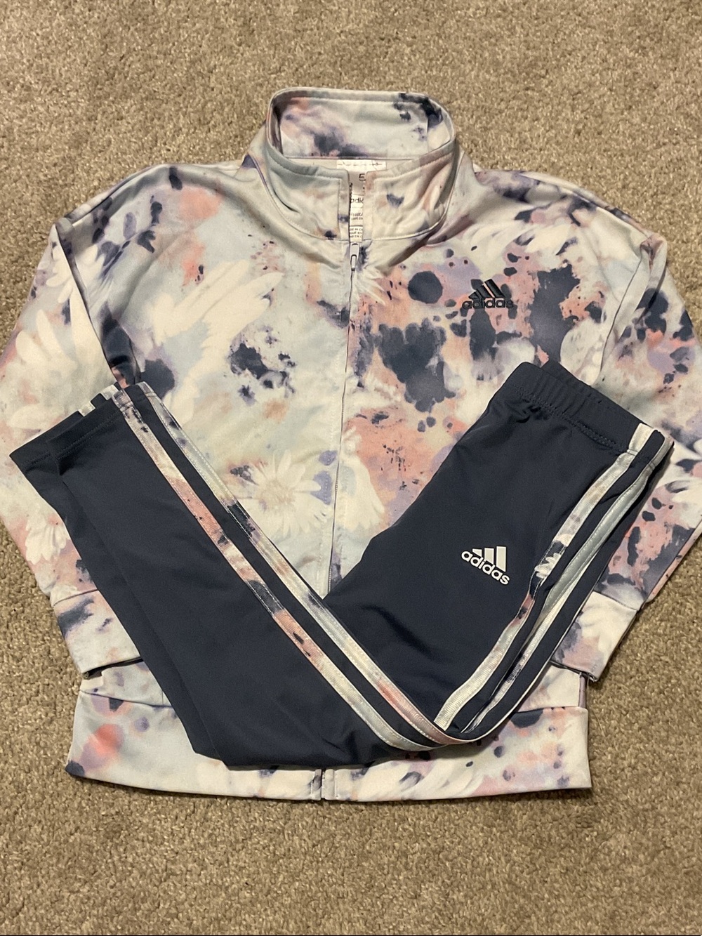 adidas Girls Tie-Dye Zip Jacket & Navy Joggers
